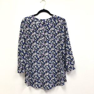 NYDJ Pintuck Blue Lavender Multicolor Blouse Top